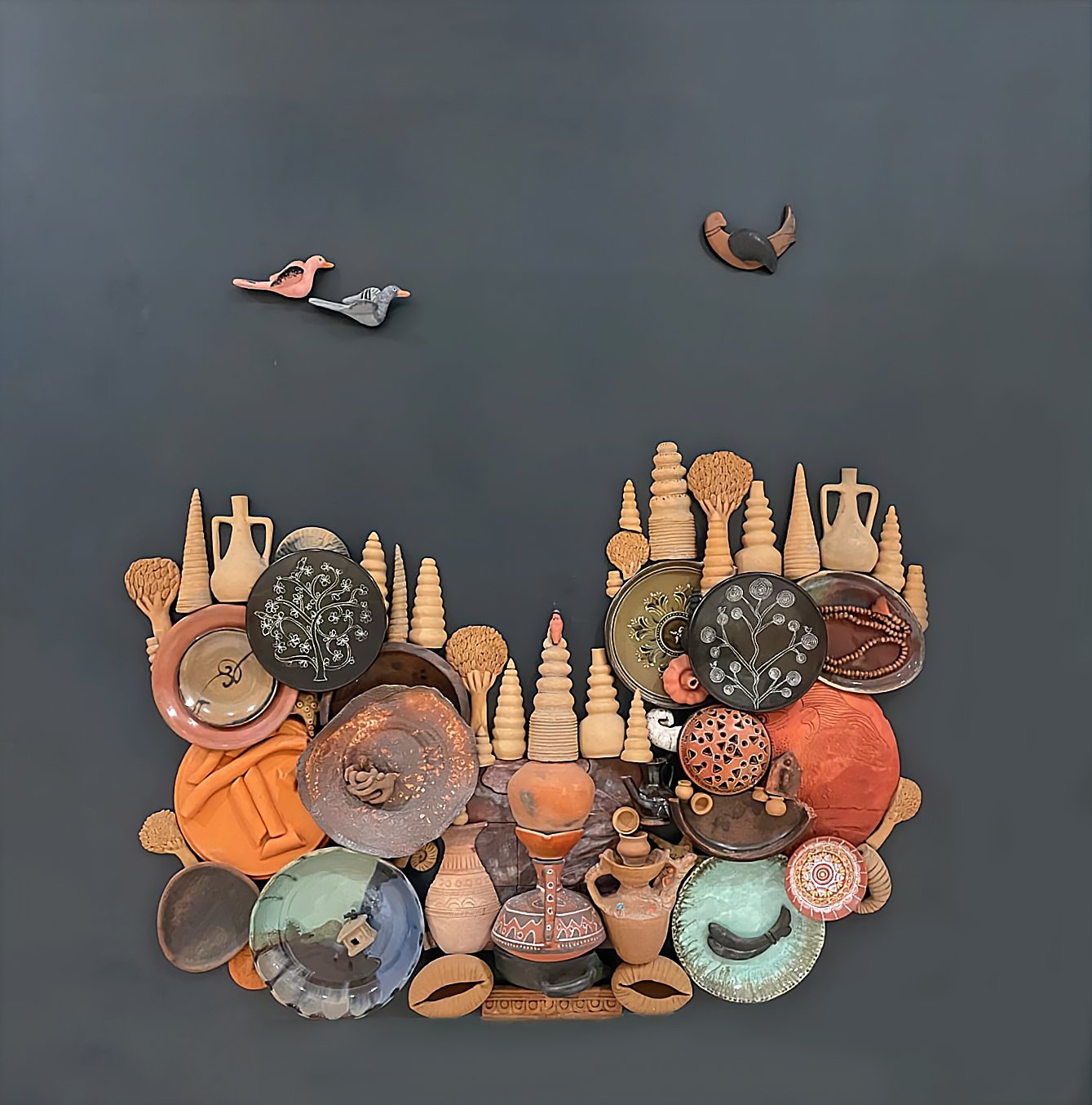 Handmade terracotta wall mural